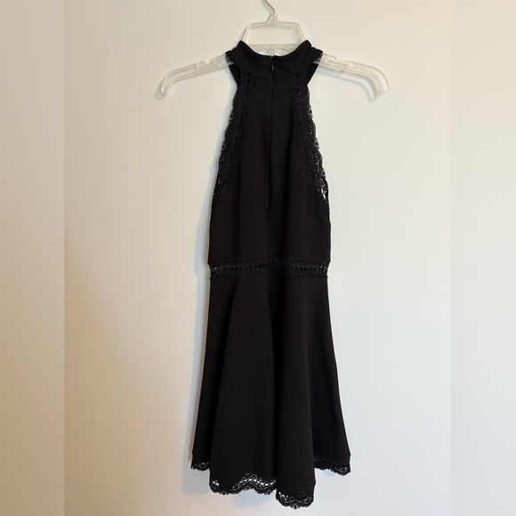 Lulu’s Black Mini Dress With Open Lace Trim Small Sleeveless - Picture 6 of 12